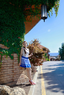Mia Grandi Entices With An Outdoor Lingerie Tease Exposing Her Hairless Charms