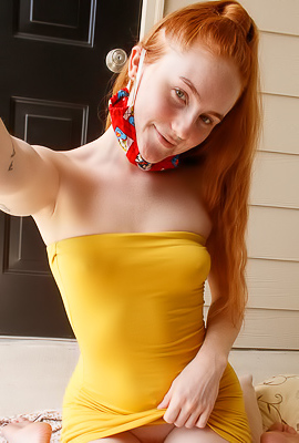 Cute Teen Showing Hairy Redhead Pussy