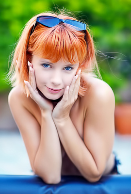 Marta Gromova Teases In Her Garden, Playful Panty Drop Revealing Shaved Curves